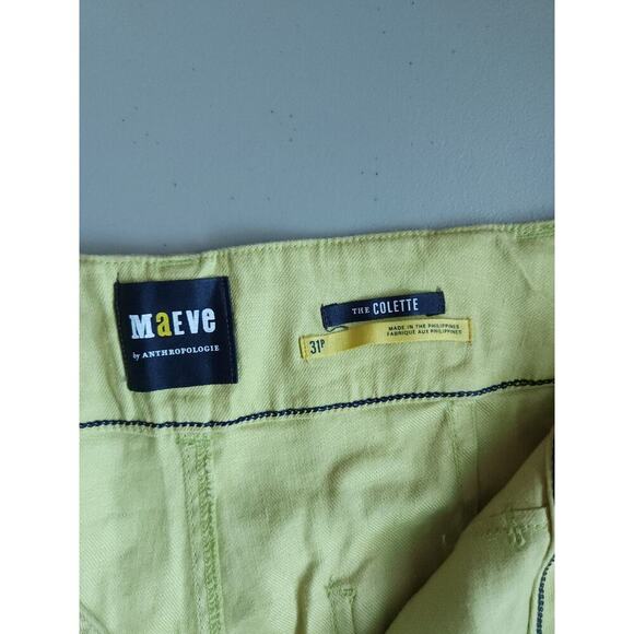NWOT Anthropologie The Colette Cropped Wide-Leg Linen Pants Sz 31P Lime #7C412 - Picture 9 of 12